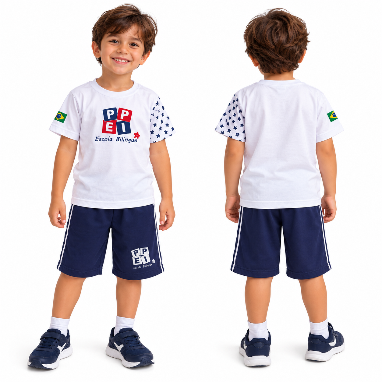 Bermuda e camiseta da PPEI — imagem de referência