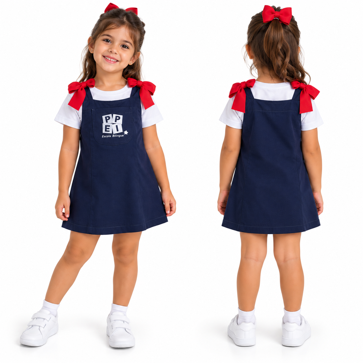 Vestido de laço azul da PPEI — imagem de referência